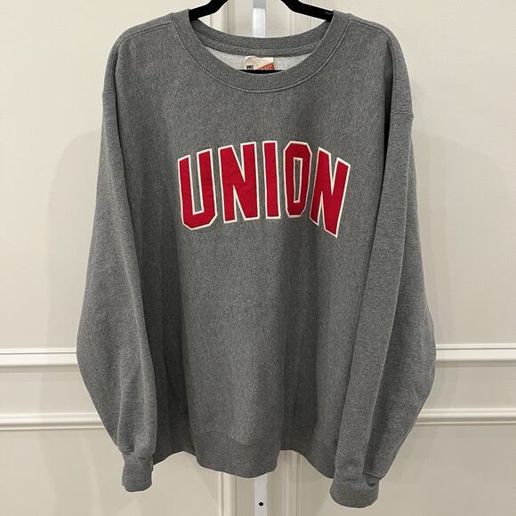 Vintage 90s Union Crewneck Sweatshirt Gray Size XL - Picture 1 of 4